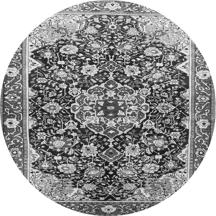 Machine Washable Medallion Gray Traditional Rug, wshtr562gry