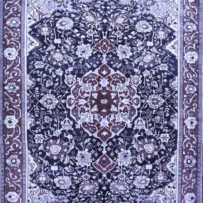 Machine Washable Medallion Blue Traditional Rug, wshtr562blu