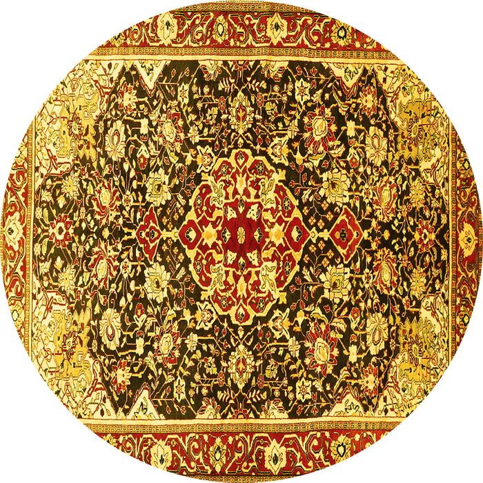 Round Medallion Yellow Traditional Rug, tr562yw