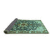 Sideview of Medallion Turquoise Traditional Rug, tr562turq