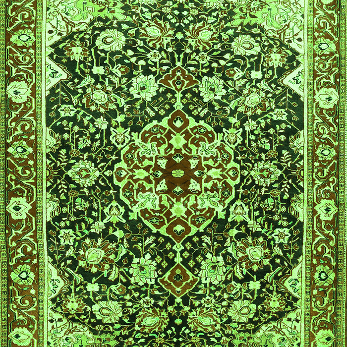 Serging Thickness of Machine Washable Medallion Green Traditional Area Rugs, wshtr562grn