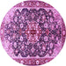 Round Medallion Purple Traditional Rug, tr562pur