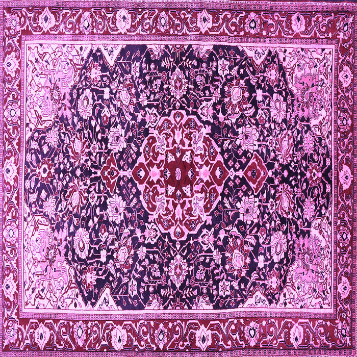 Square Machine Washable Medallion Purple Traditional Area Rugs, wshtr562pur