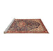 Sideview of Machine Washable Traditional Brown Red Rug, wshtr563