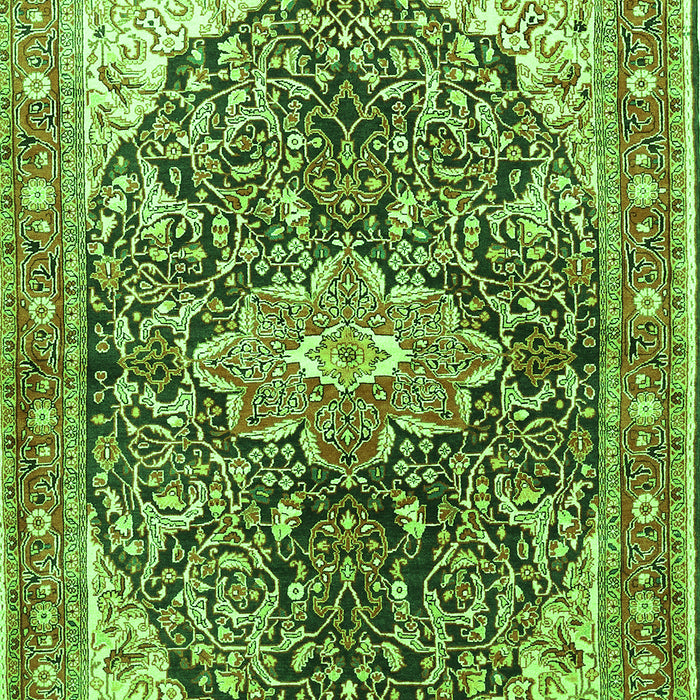 Serging Thickness of Machine Washable Medallion Green Traditional Area Rugs, wshtr563grn