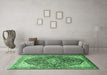 Machine Washable Medallion Emerald Green Traditional Area Rugs in a Living Room,, wshtr563emgrn