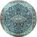 Round Medallion Light Blue Traditional Rug, tr563lblu