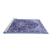 Sideview of Machine Washable Medallion Blue Traditional Rug, wshtr563blu