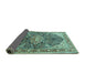 Sideview of Medallion Turquoise Traditional Rug, tr563turq