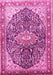 Machine Washable Medallion Pink Traditional Rug, wshtr563pnk