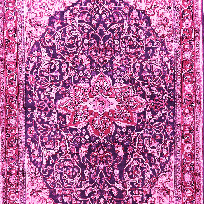 Machine Washable Medallion Pink Traditional Rug, wshtr563pnk