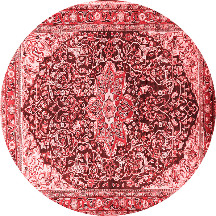 Machine Washable Medallion Red Traditional Rug, wshtr563red