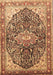 Machine Washable Medallion Brown Traditional Rug, wshtr563brn