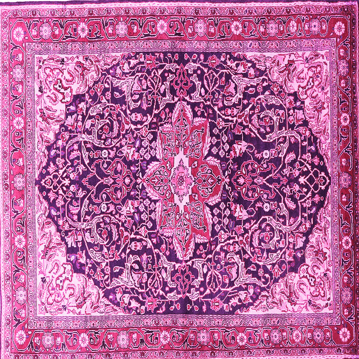 Square Machine Washable Medallion Pink Traditional Rug, wshtr563pnk