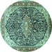 Round Medallion Turquoise Traditional Rug, tr563turq