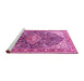 Sideview of Machine Washable Medallion Pink Traditional Rug, wshtr563pnk
