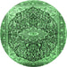 Round Medallion Emerald Green Traditional Rug, tr563emgrn