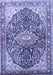 Machine Washable Medallion Blue Traditional Rug, wshtr563blu