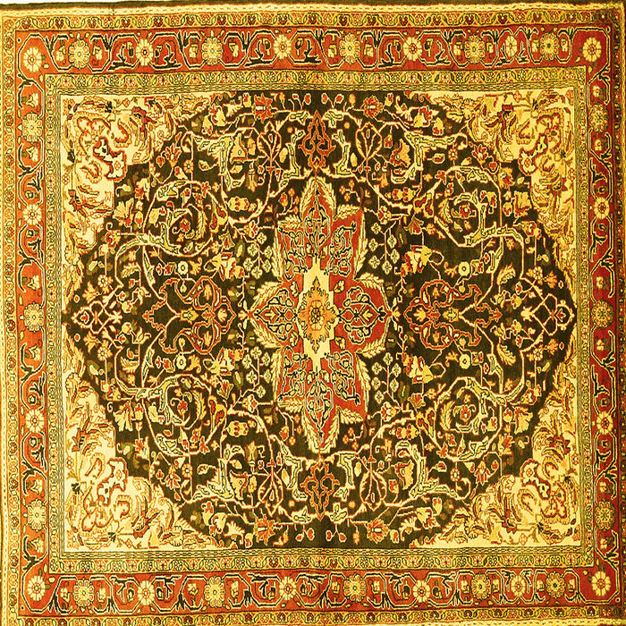 Square Medallion Yellow Traditional Rug, tr563yw