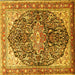 Square Medallion Yellow Traditional Rug, tr563yw