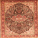 Round Machine Washable Medallion Orange Traditional Area Rugs, wshtr563org