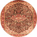 Square Medallion Orange Traditional Rug, tr563org