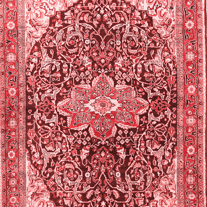 Machine Washable Medallion Red Traditional Rug, wshtr563red