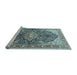 Sideview of Machine Washable Medallion Light Blue Traditional Rug, wshtr563lblu