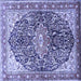 Square Medallion Blue Traditional Rug, tr563blu