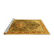 Sideview of Machine Washable Medallion Yellow Traditional Rug, wshtr563yw
