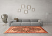 Machine Washable Medallion Orange Traditional Area Rugs in a Living Room, wshtr563org