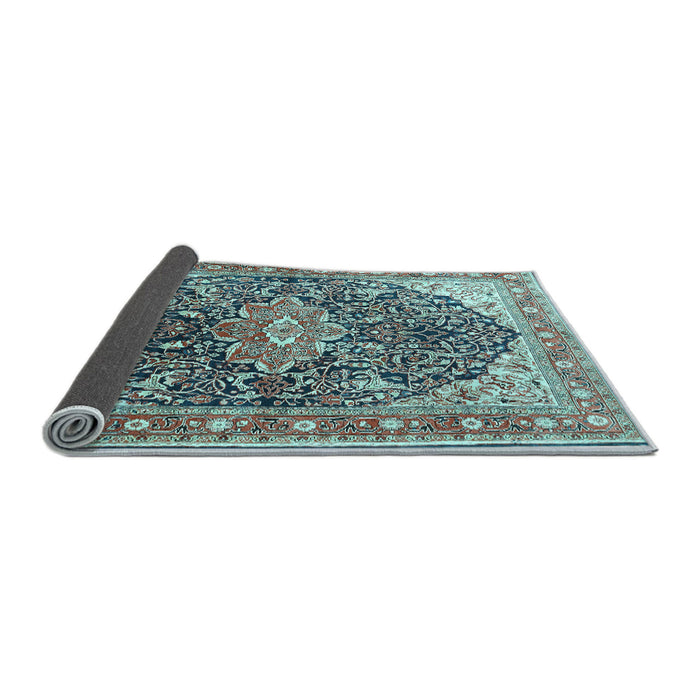 Sideview of Medallion Light Blue Traditional Rug, tr563lblu