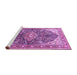 Sideview of Machine Washable Medallion Purple Traditional Area Rugs, wshtr563pur