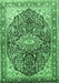 Machine Washable Medallion Emerald Green Traditional Area Rugs, wshtr563emgrn