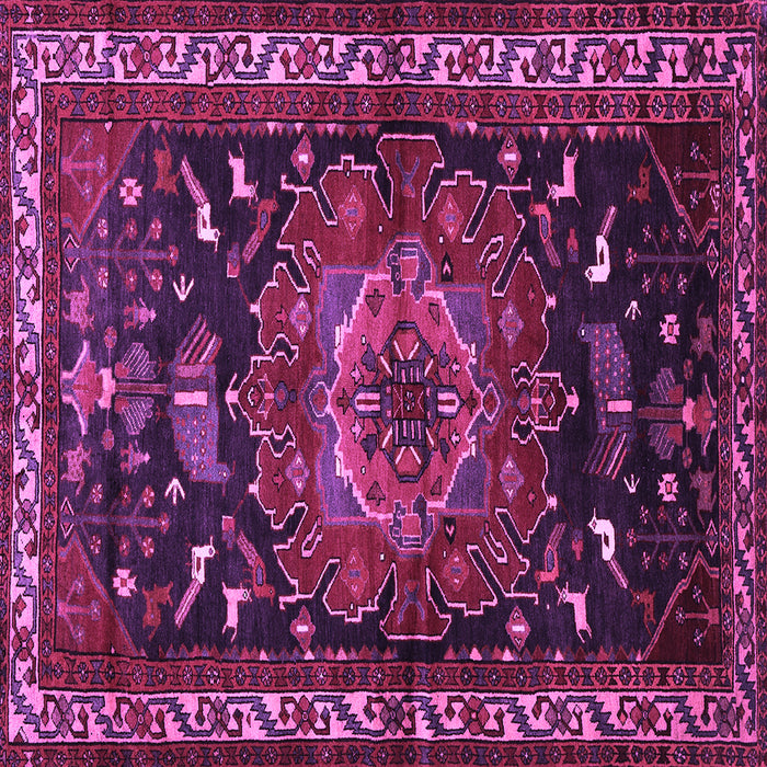 Square Machine Washable Persian Purple Traditional Area Rugs, wshtr564pur