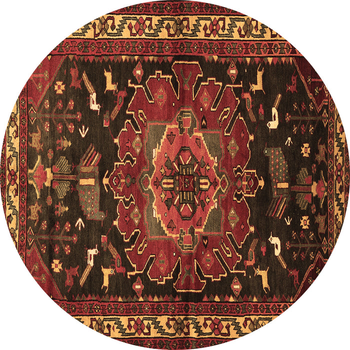 Round Machine Washable Persian Brown Traditional Rug, wshtr564brn