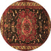 Round Machine Washable Persian Brown Traditional Rug, wshtr564brn