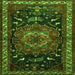 Round Machine Washable Persian Green Traditional Area Rugs, wshtr564grn