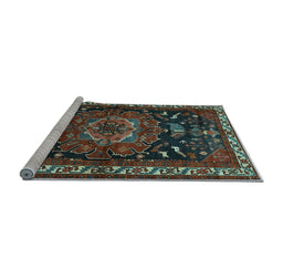 Sideview of Machine Washable Persian Light Blue Traditional Rug, wshtr564lblu