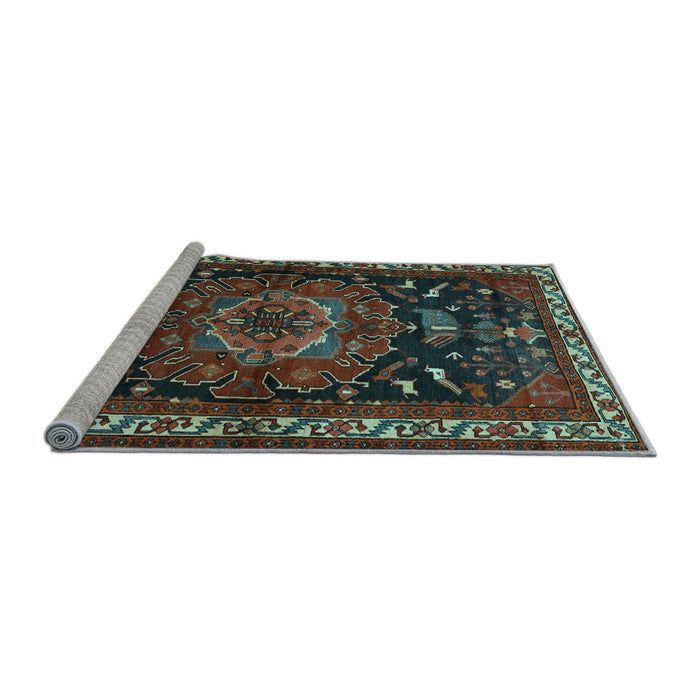 Sideview of Machine Washable Persian Light Blue Traditional Rug, wshtr564lblu