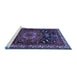 Sideview of Machine Washable Persian Blue Traditional Rug, wshtr564blu