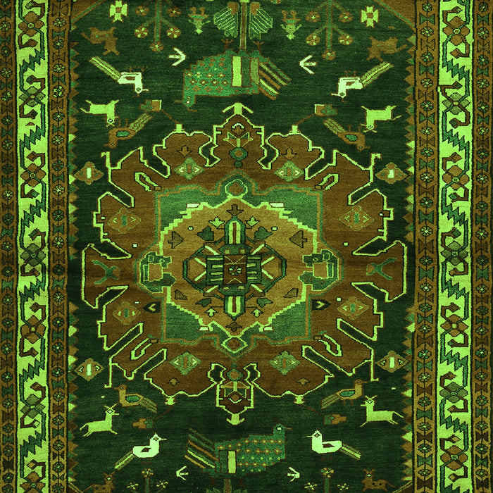 Serging Thickness of Machine Washable Persian Green Traditional Area Rugs, wshtr564grn
