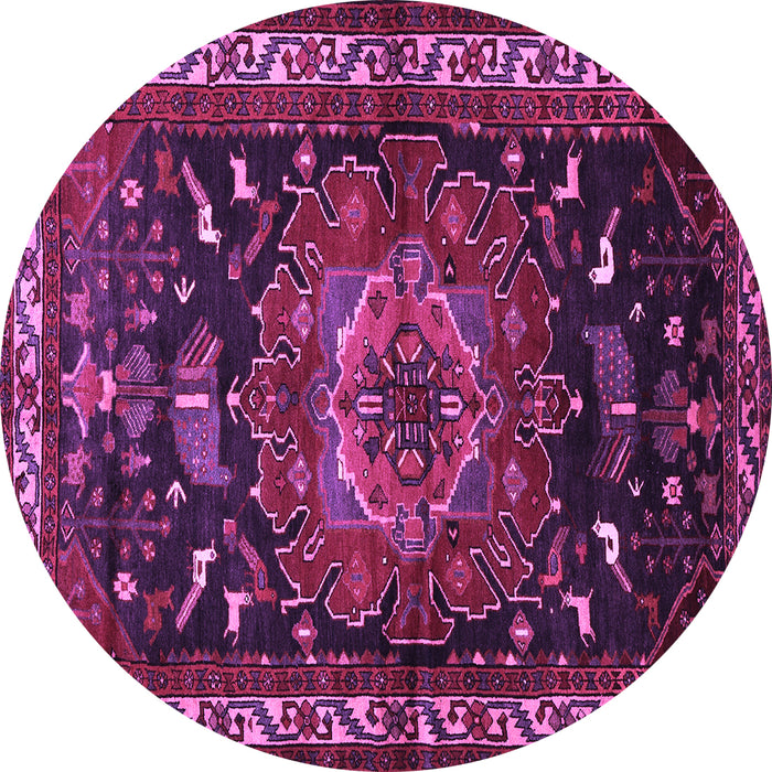 Round Machine Washable Persian Purple Traditional Area Rugs, wshtr564pur