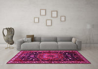 Machine Washable Persian Pink Traditional Rug, wshtr564pnk