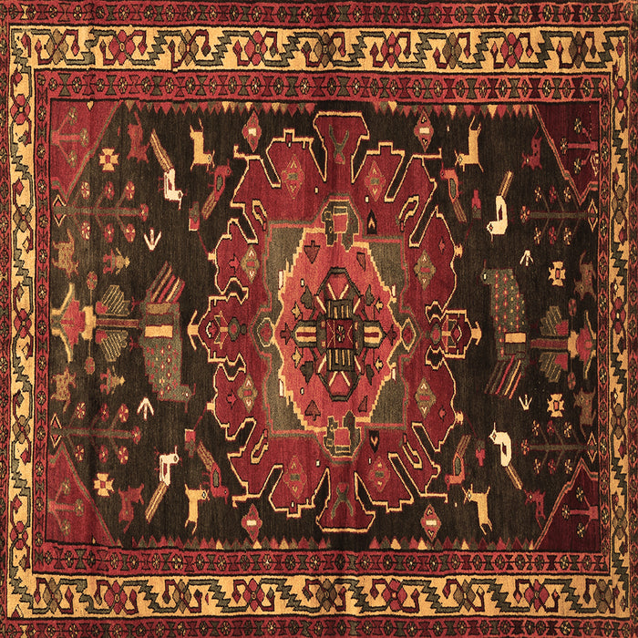 Square Persian Brown Traditional Rug, tr564brn