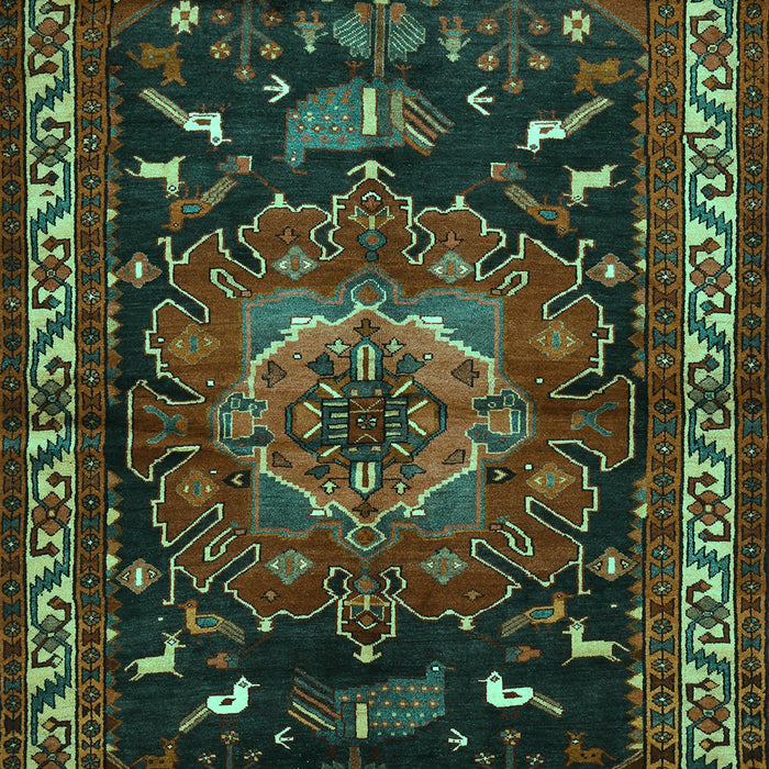 Machine Washable Persian Turquoise Traditional Area Rugs, wshtr564turq