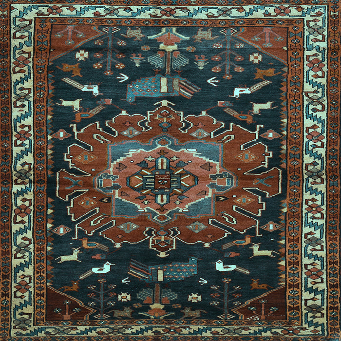 Square Machine Washable Persian Light Blue Traditional Rug, wshtr564lblu