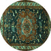 Round Persian Turquoise Traditional Rug, tr564turq