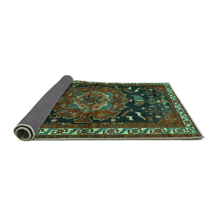 Sideview of Persian Turquoise Traditional Rug, tr564turq