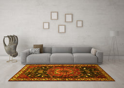 Machine Washable Persian Yellow Traditional Rug in a Living Room, wshtr564yw